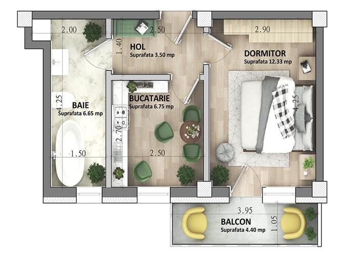 ASTORIA RESIDENCE Apartament 1 camera D 33 mp  et 1 Lunca Cetatuii
